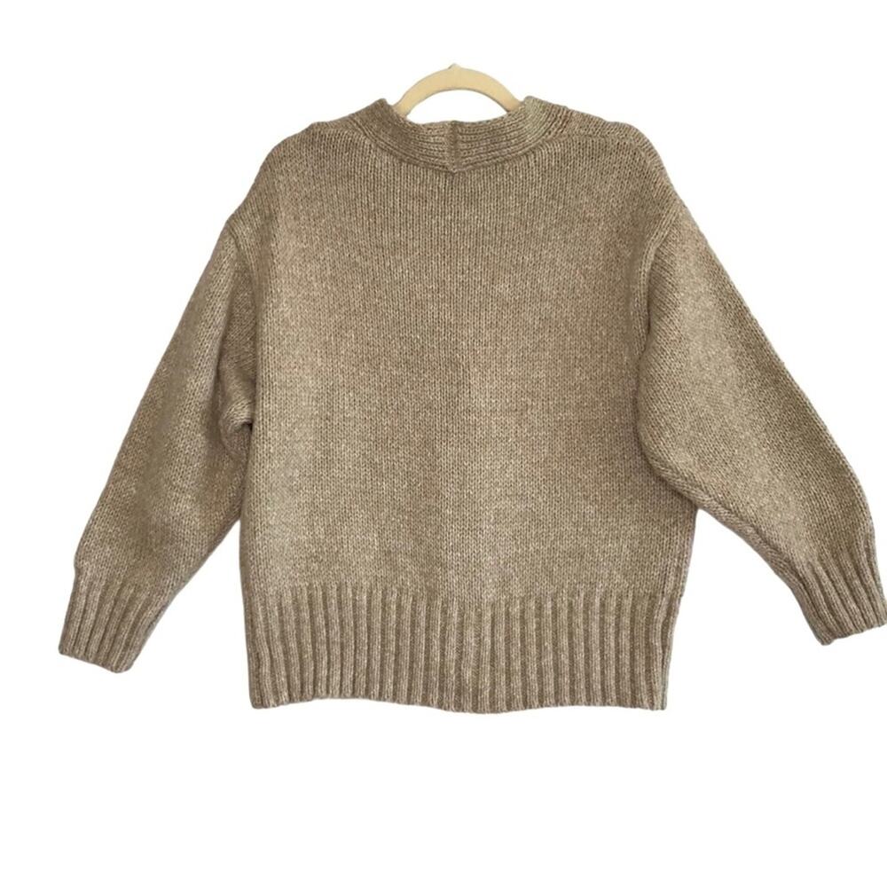 HAWLILI Wool Knit Cardigan Sz M Beige Cozy Y2K Retro Nostalgia Cotagecore Office - Picture 2 of 11